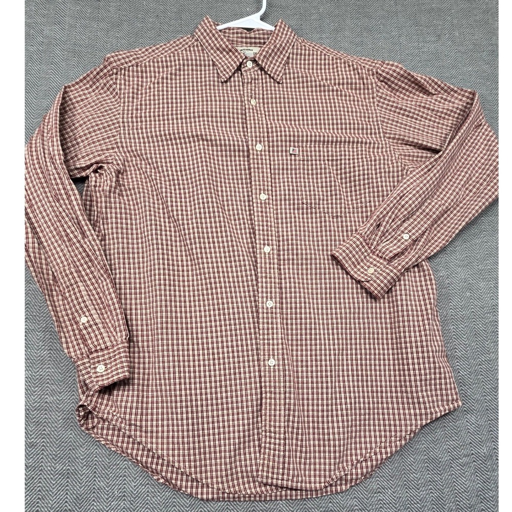 Ralph Lauren Polo Jeans Co‎ Mens Large Plaid Button Down Shirt Burgundy White L